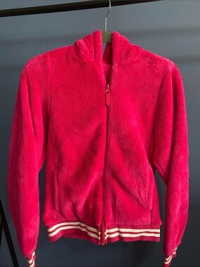 wonder nation Bright Pink Plush Zip-Up Hooded Jacket